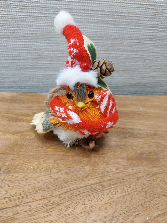 Festive Robin Brush Decoration