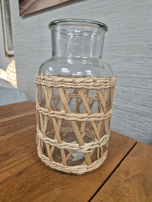 Glass Vase With Rattan Sleeve (large)