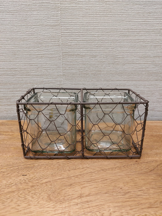 Wire tealight holder double 035