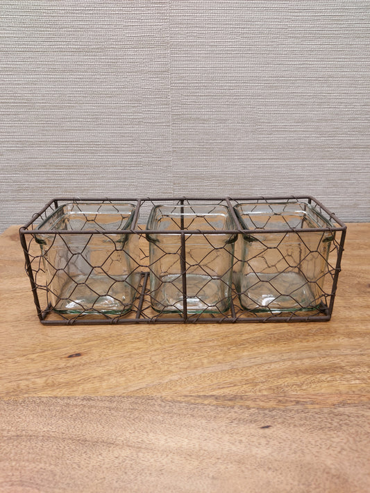 Wire tealight holder triple 042