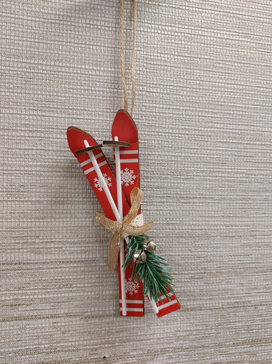 Red Skis Hanging Deco