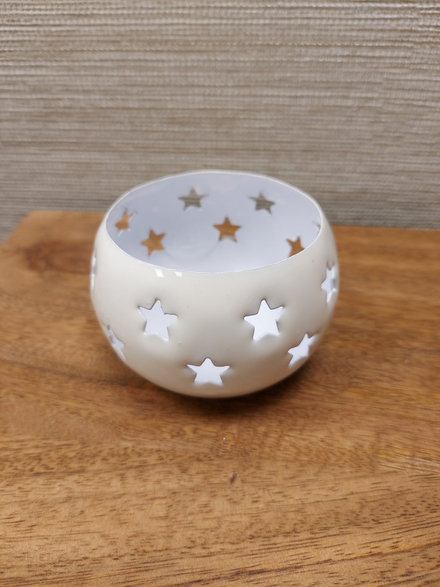 White Votive With Star Cut Out