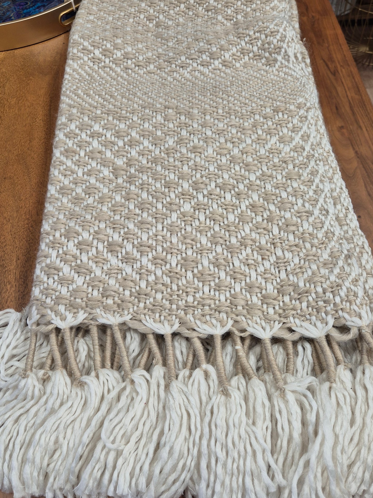 Woven Tassel Throw Natural 130 x 170