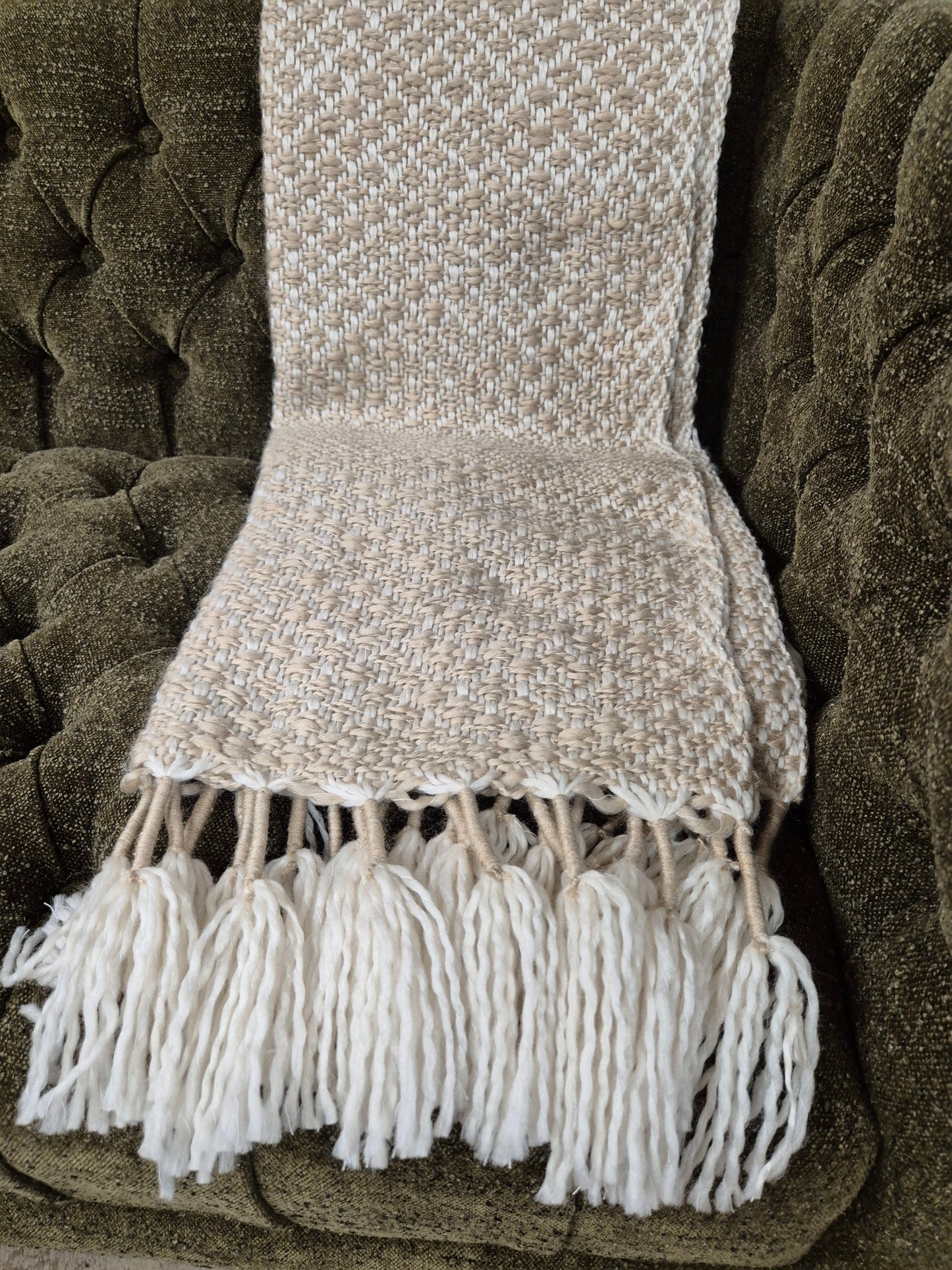 Woven Tassel Throw Natural 130 x 170