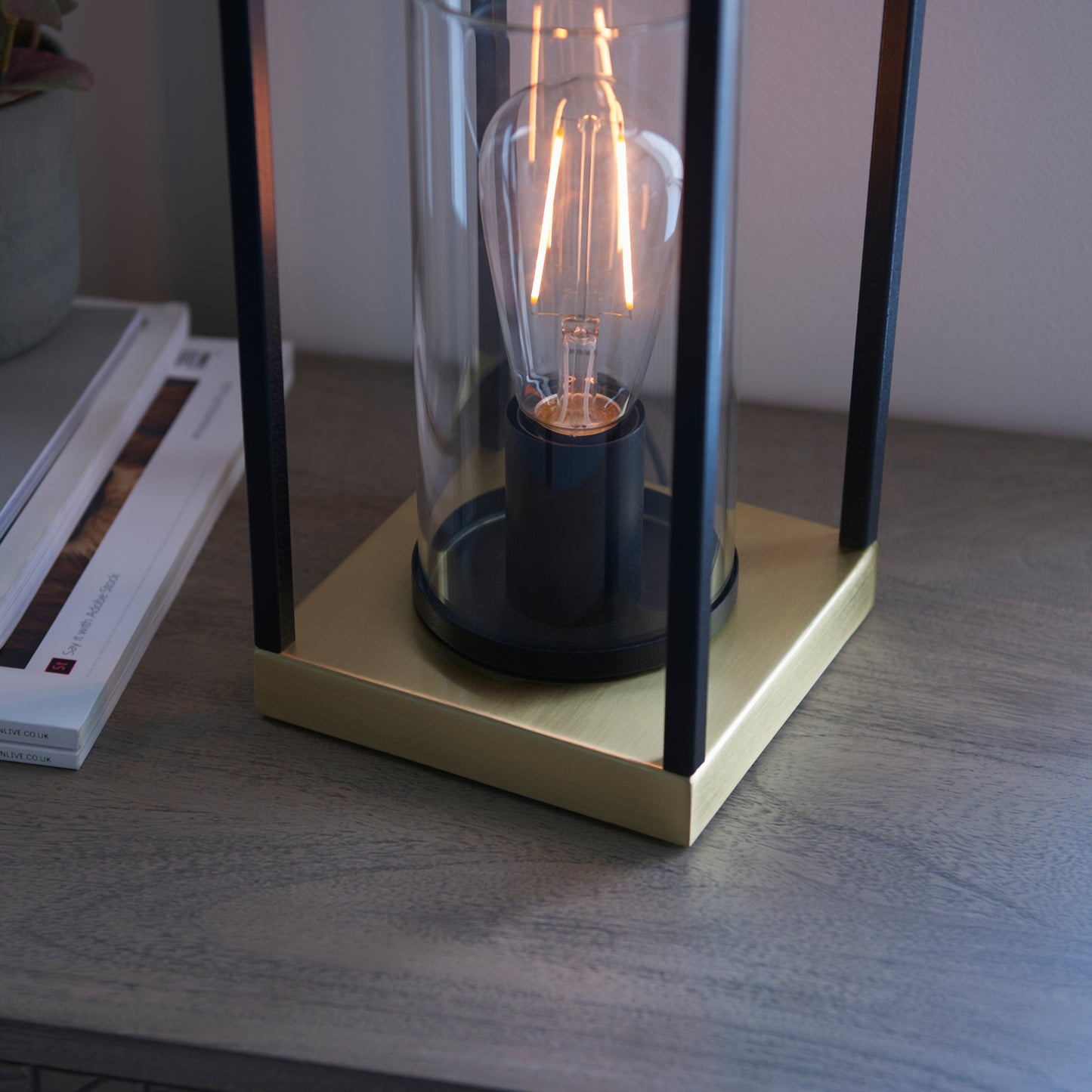 Caleb Table Lamp Sand Black and Satin Brass