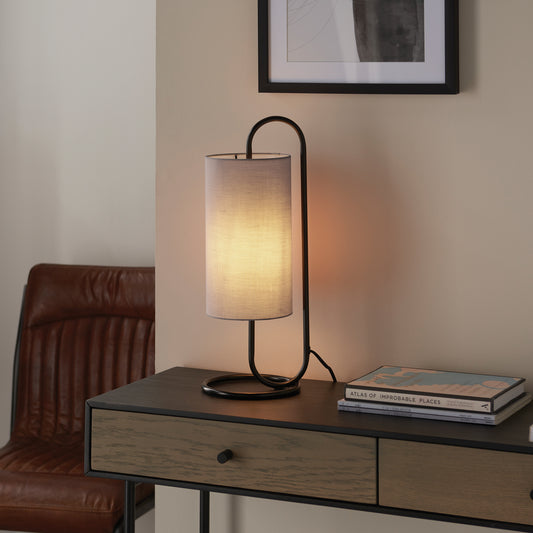 Klip Table Lamp Matt Black/Grey Fabric