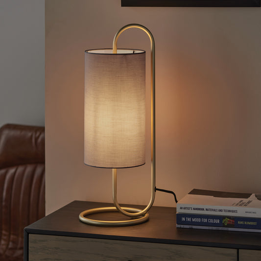 Klip Table Lamp Antique Brass/Grey Fabric