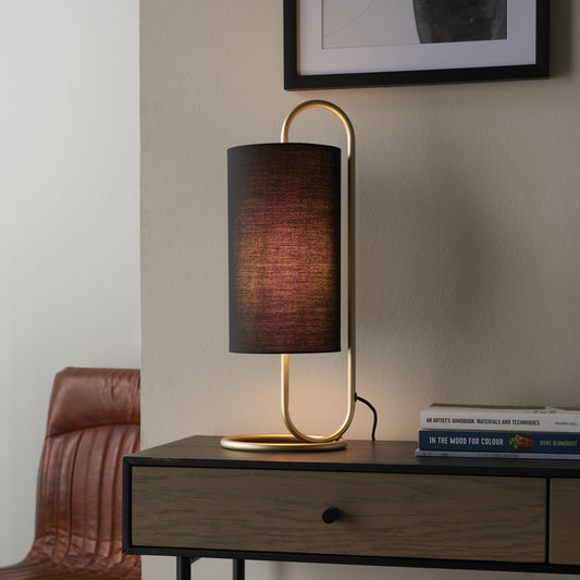 Klip Table Lamp Antique Brass/Black Fabric