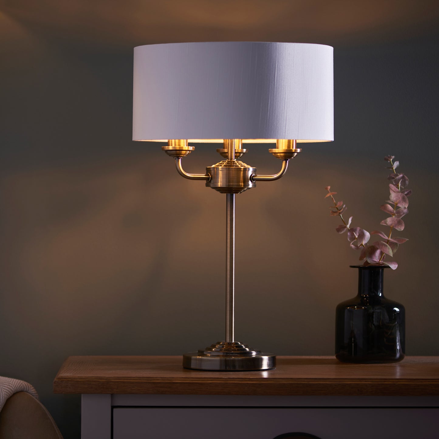 Highclere 3 Table Lamp Antique Brass