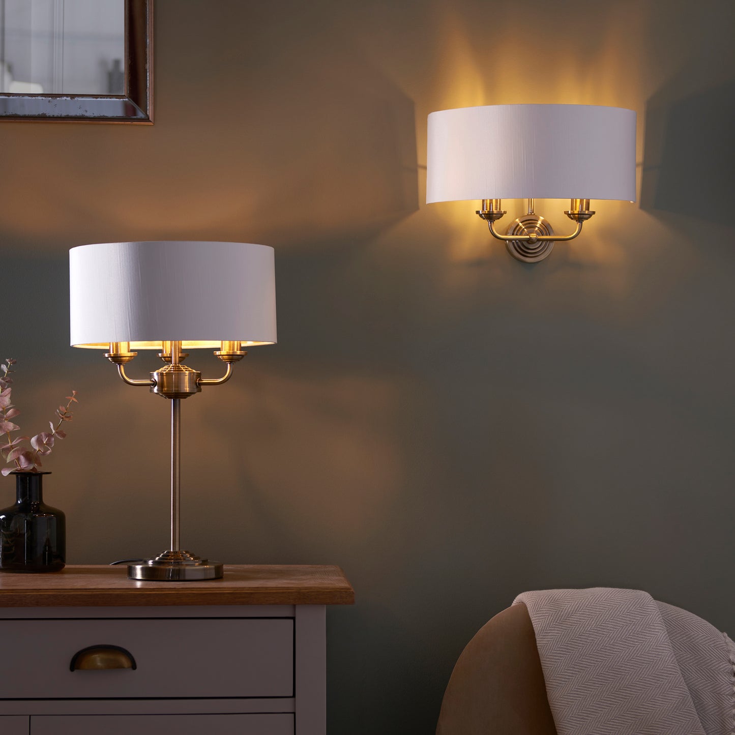 Highclere 3 Table Lamp Antique Brass