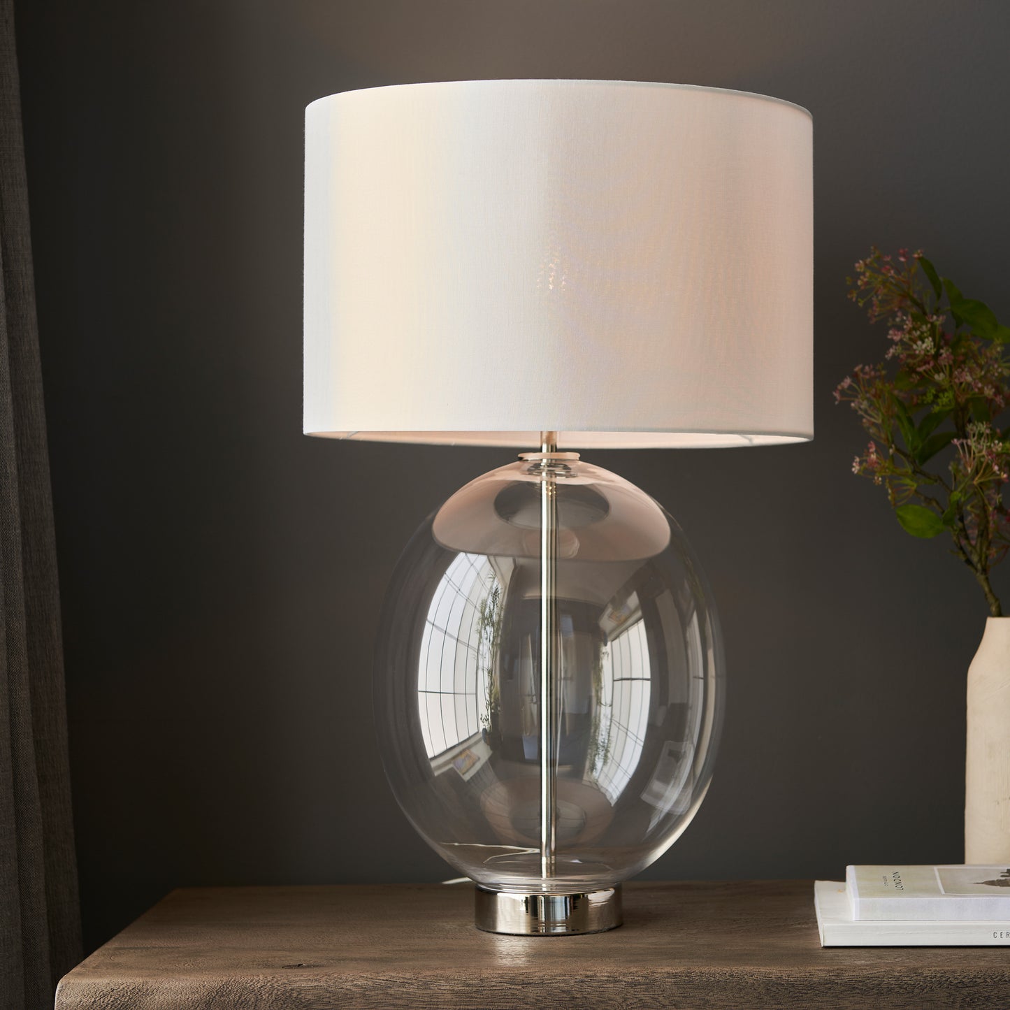 Kelda Oval Table Lamp Bright Nickel