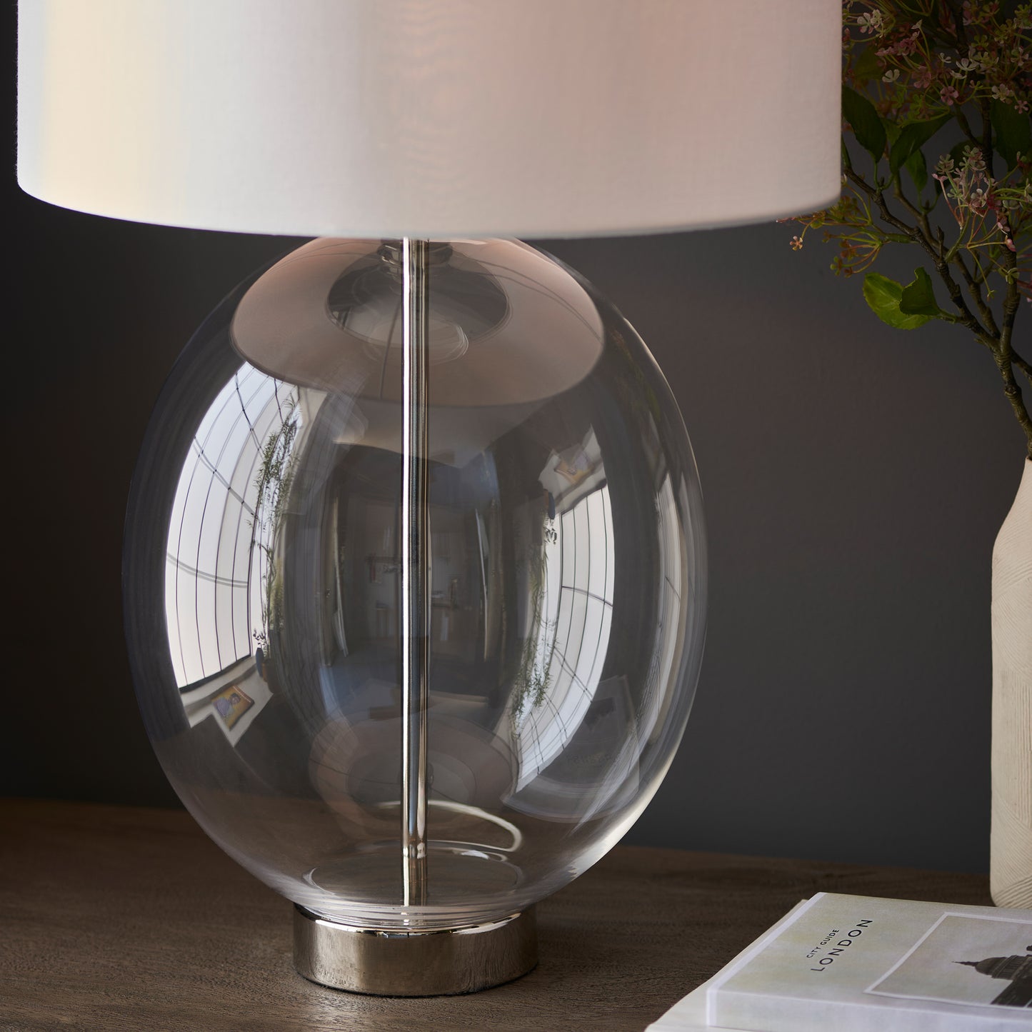 Kelda Oval Table Lamp Bright Nickel