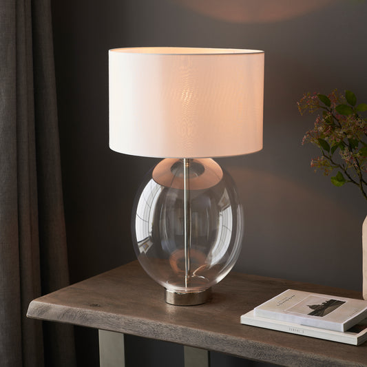 Kelda Oval Table Lamp Bright Nickel