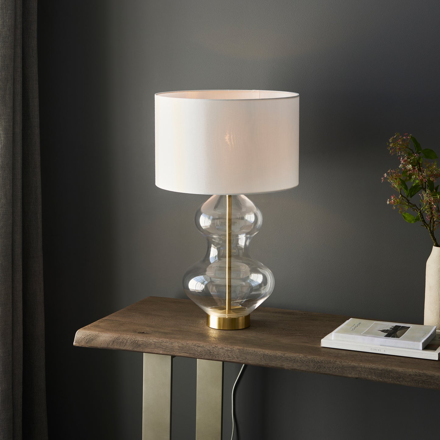 Kelda Shaped Table Lamp Bright Nickel