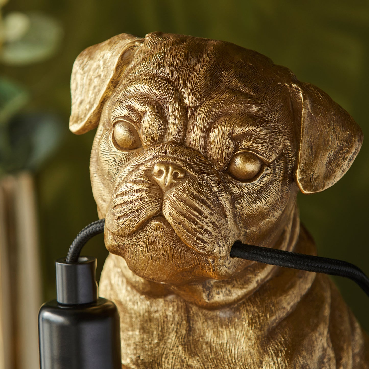 Pug Puppy Table Lamp Vintage Gold