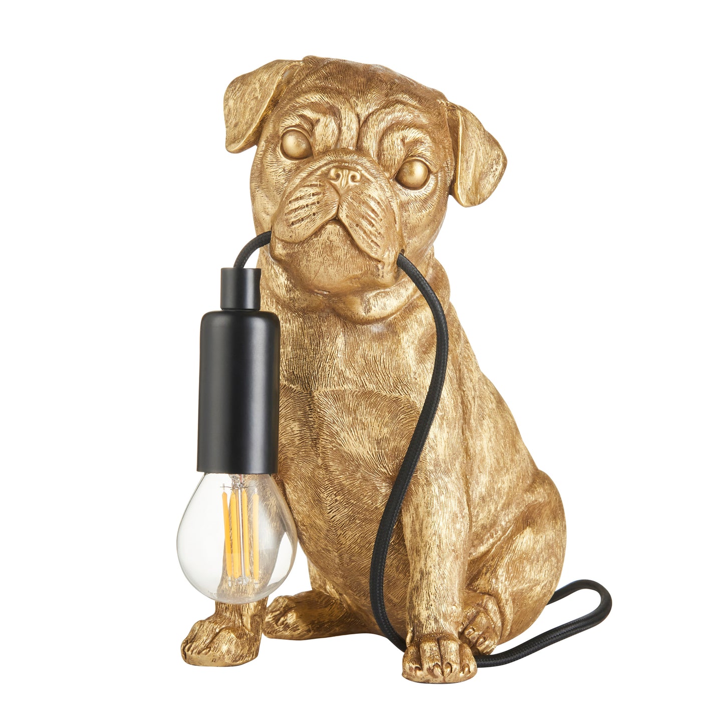 Pug Puppy Table Lamp Vintage Gold