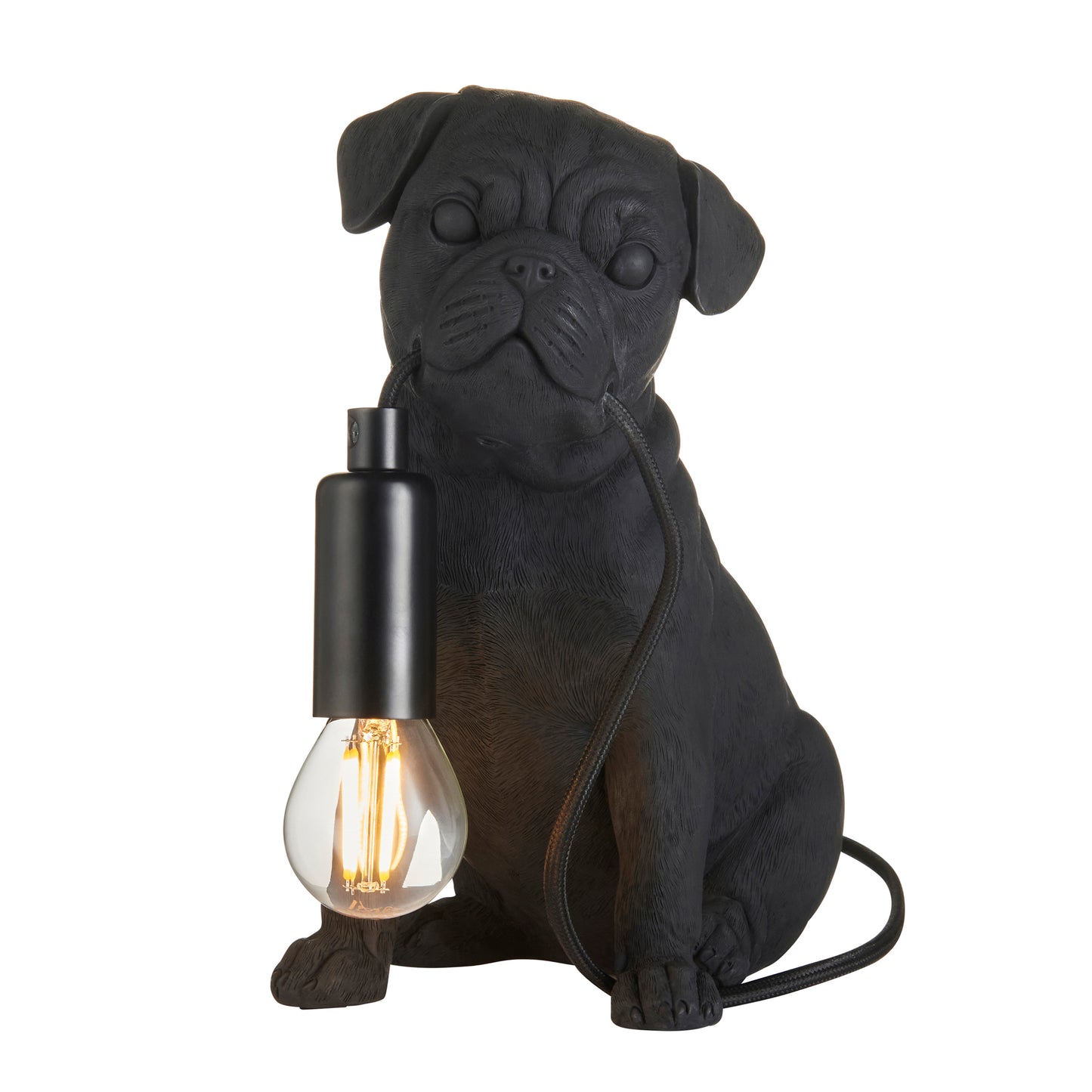 Pug Puppy Table Lamp Black