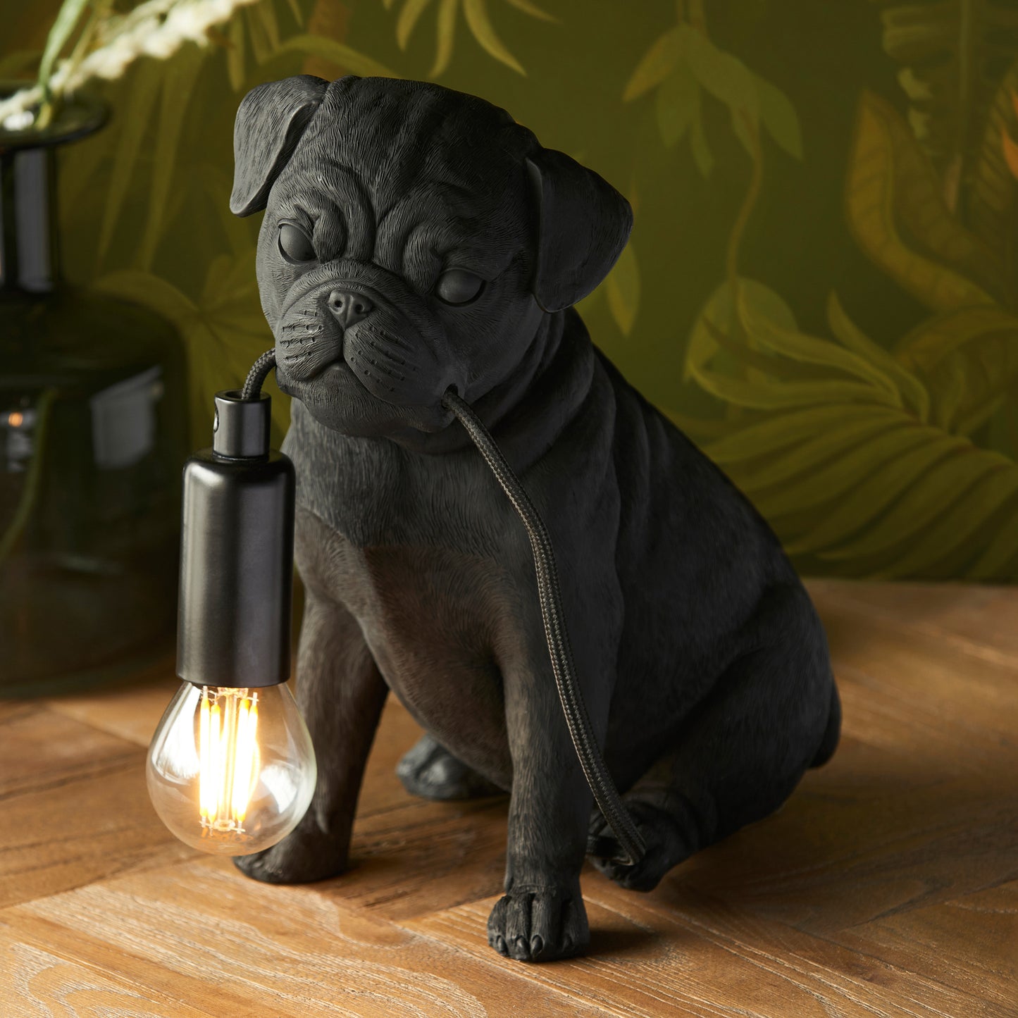 Pug Puppy Table Lamp Black