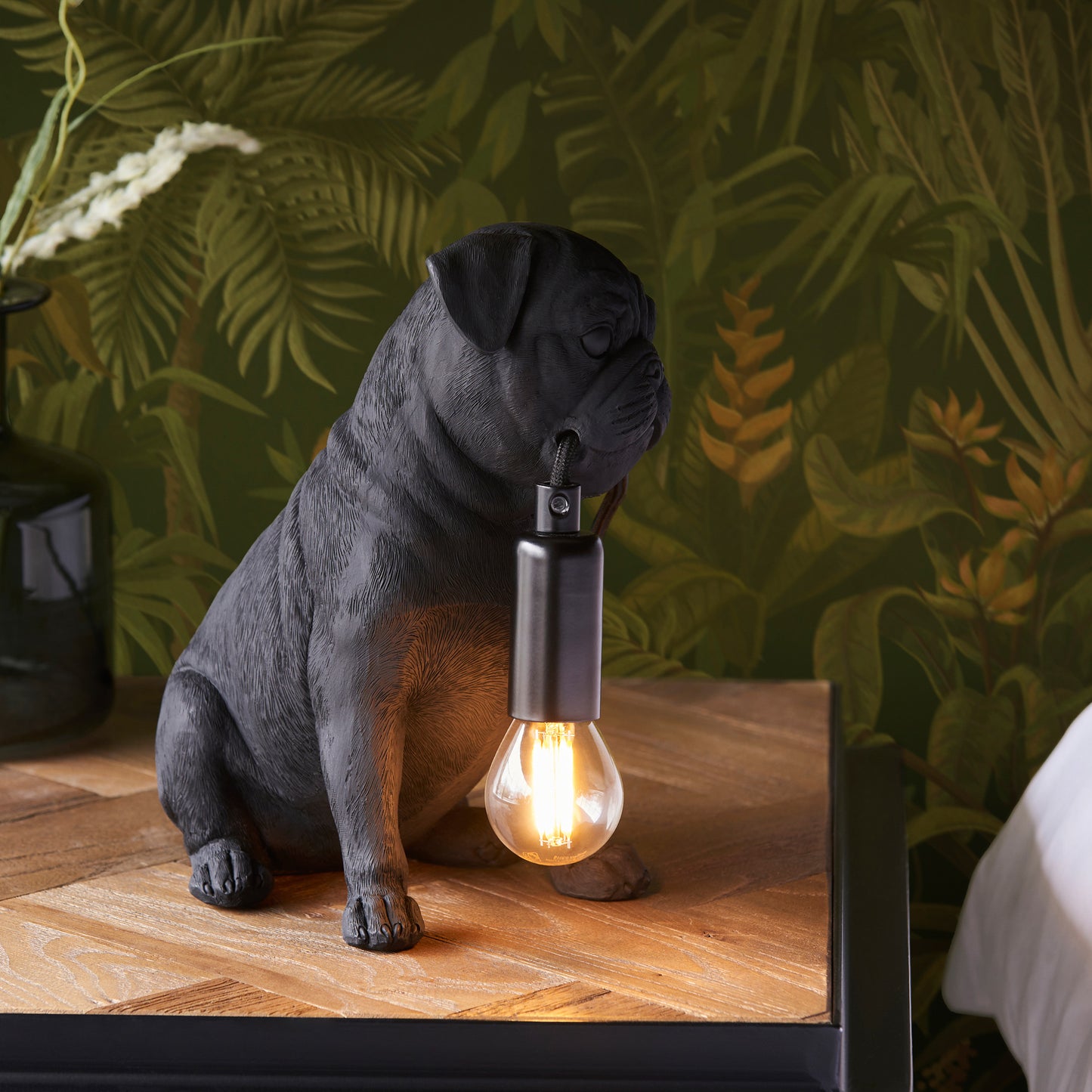 Pug Puppy Table Lamp Black