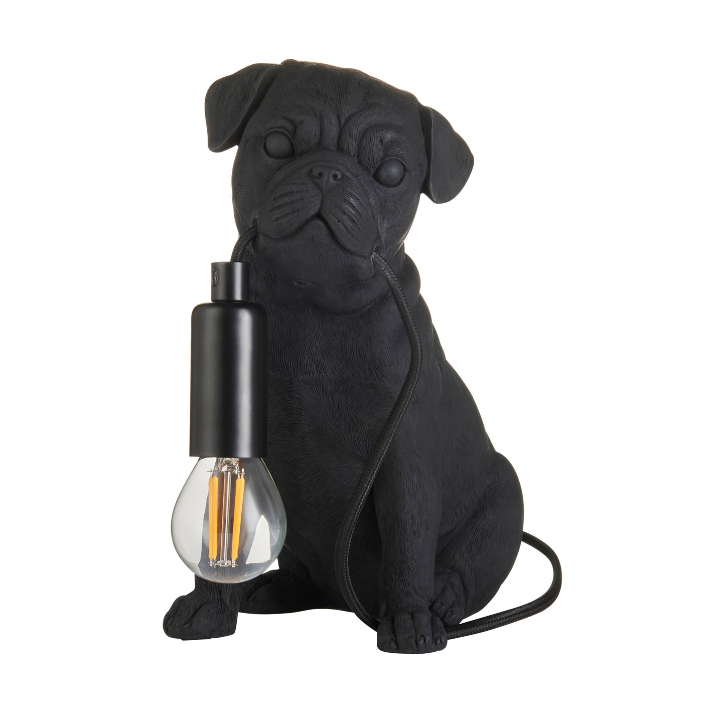 Pug Puppy Table Lamp Black