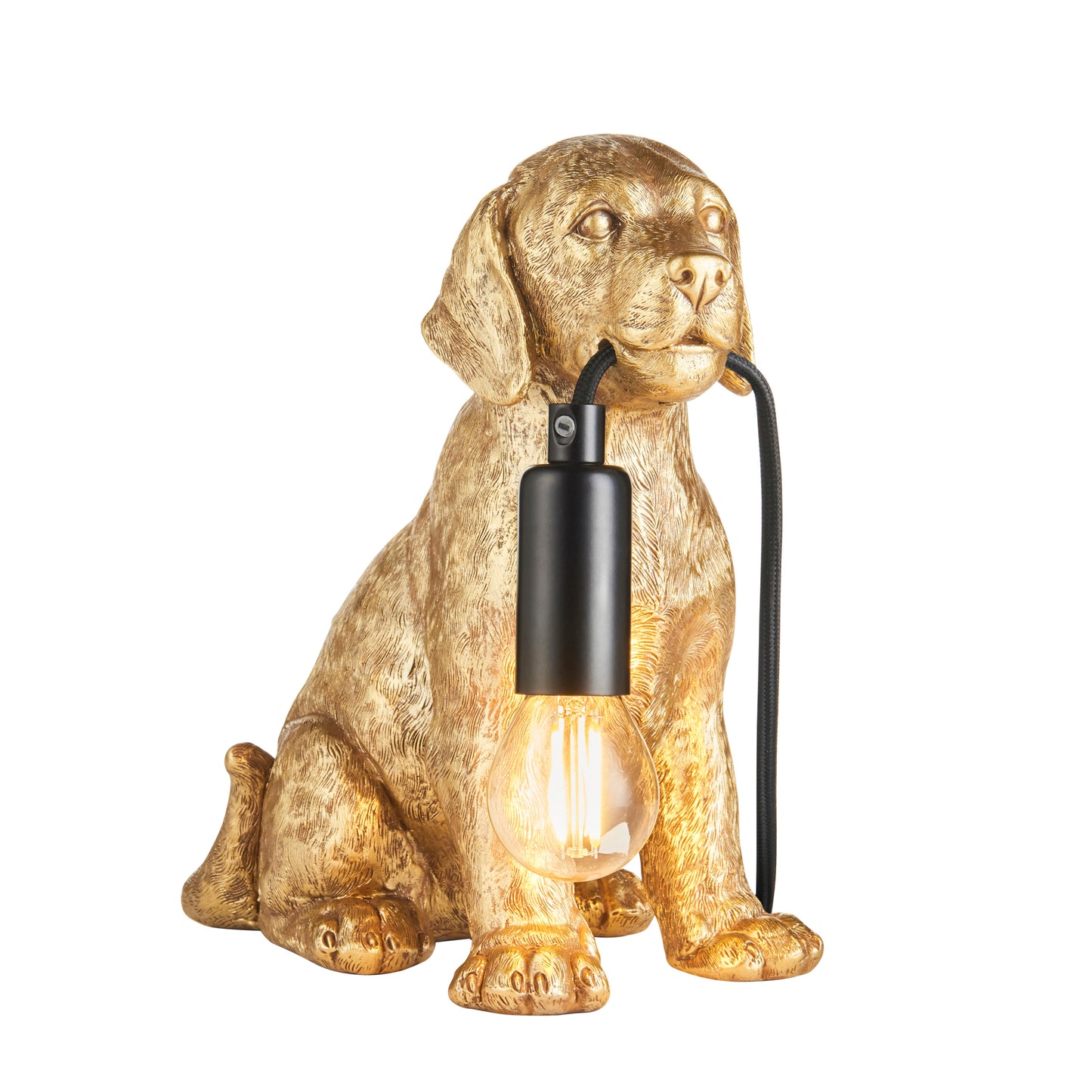 Labrador Puppy Table Lamp Vintage Gold