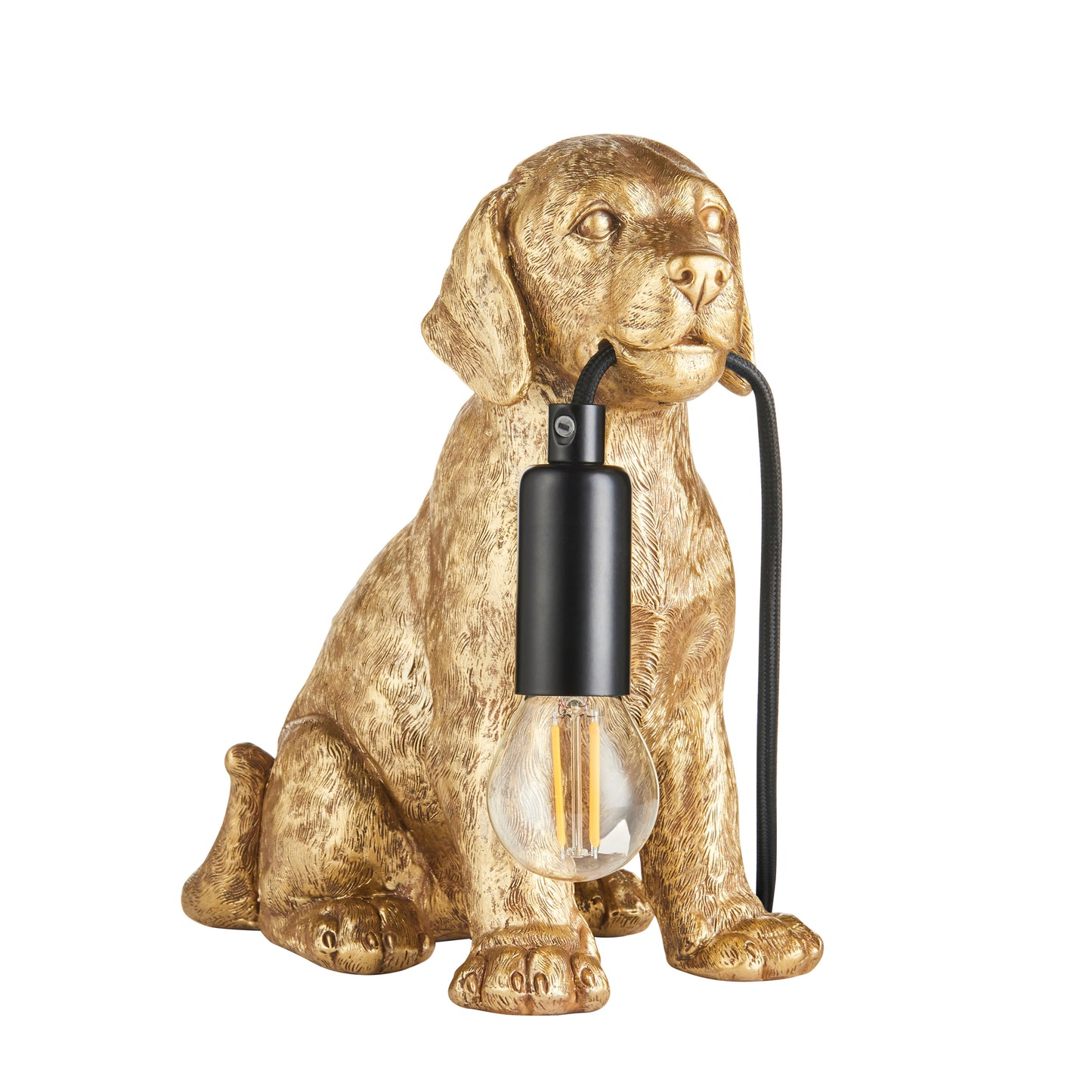 Labrador Puppy Table Lamp Vintage Gold