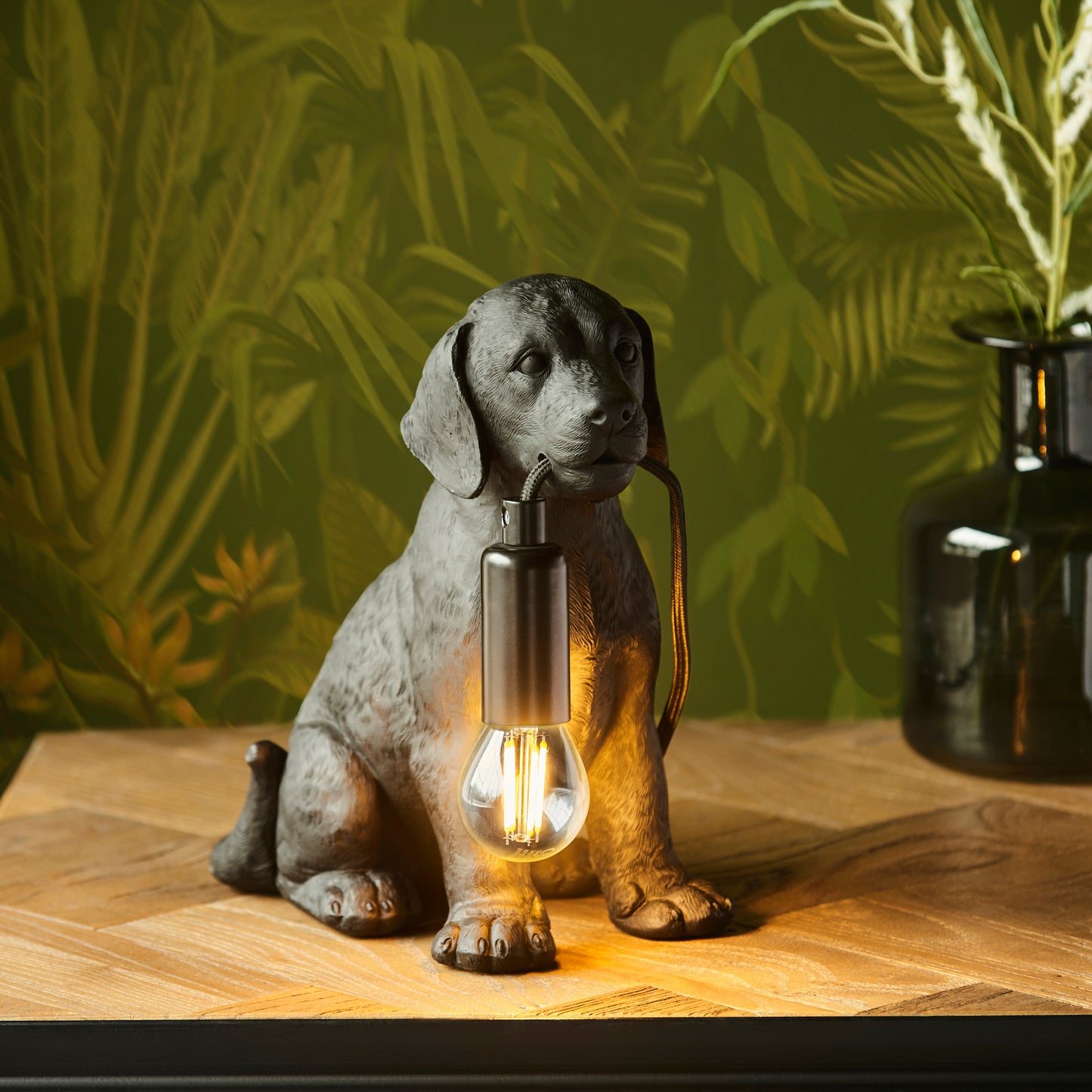 Labrador Puppy Table Lamp Black