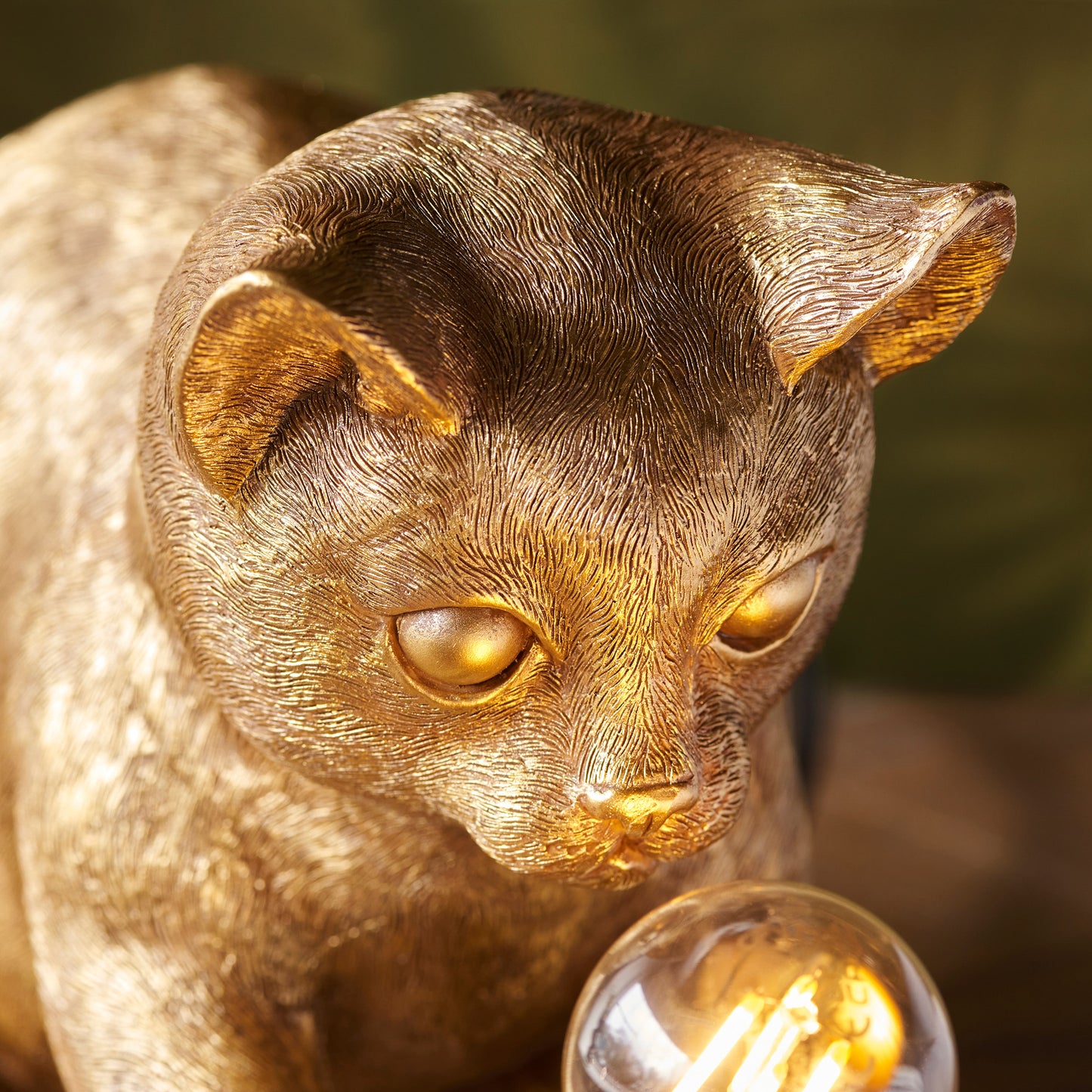 Kitten Table Lamp Vintage Gold