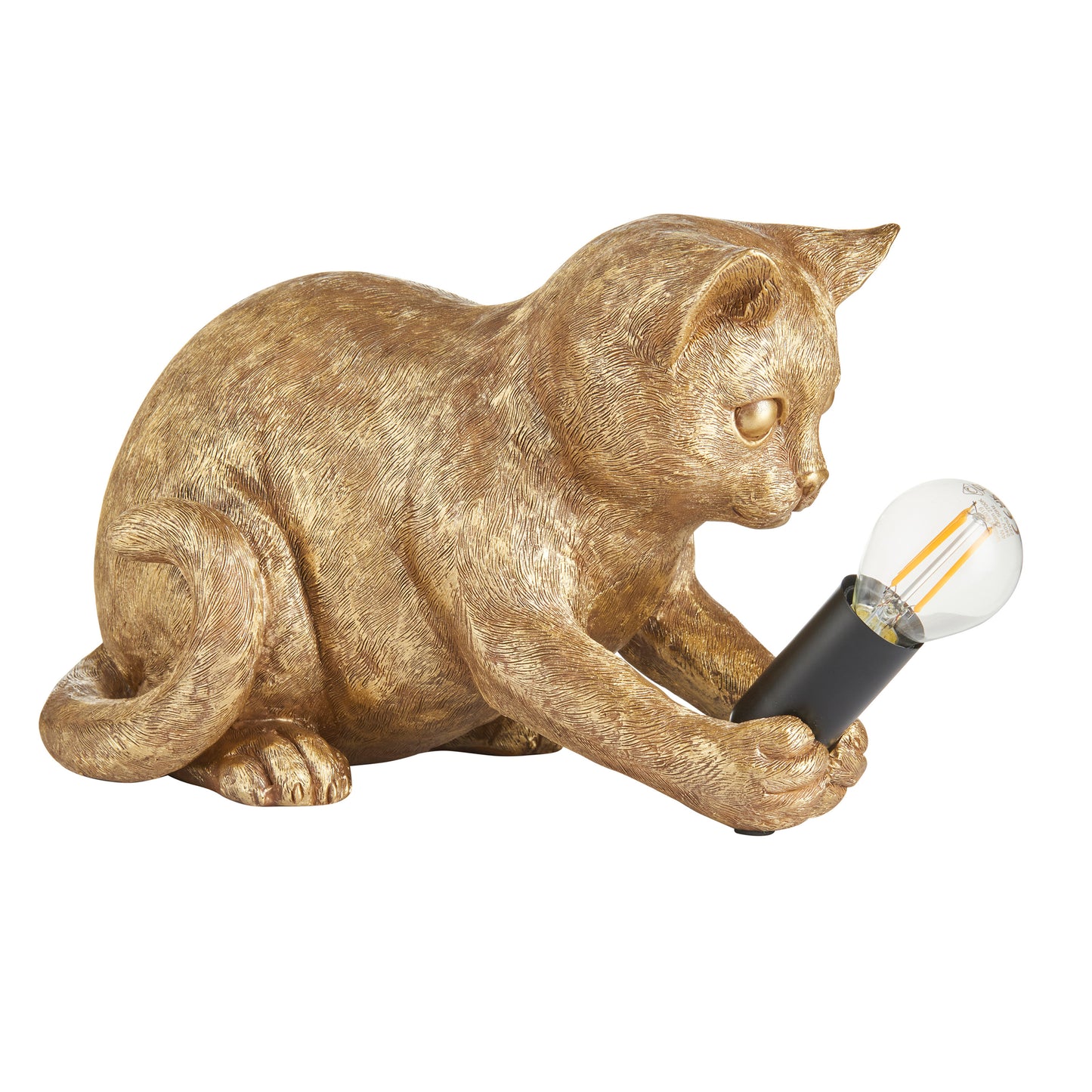 Kitten Table Lamp Vintage Gold