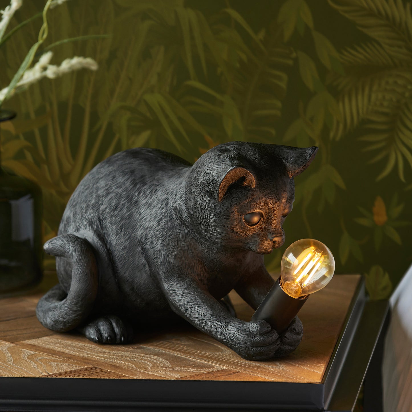 Kitten Table Lamp Black