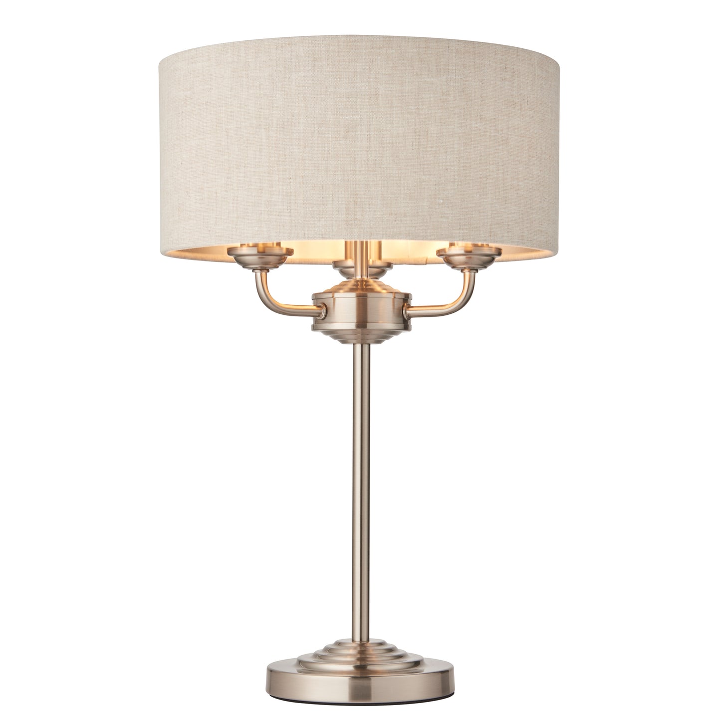 Highclere 3 Table Light Chrome & Natural Linen