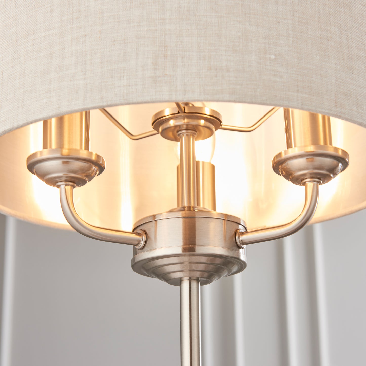 Highclere 3 Table Light Chrome & Natural Linen