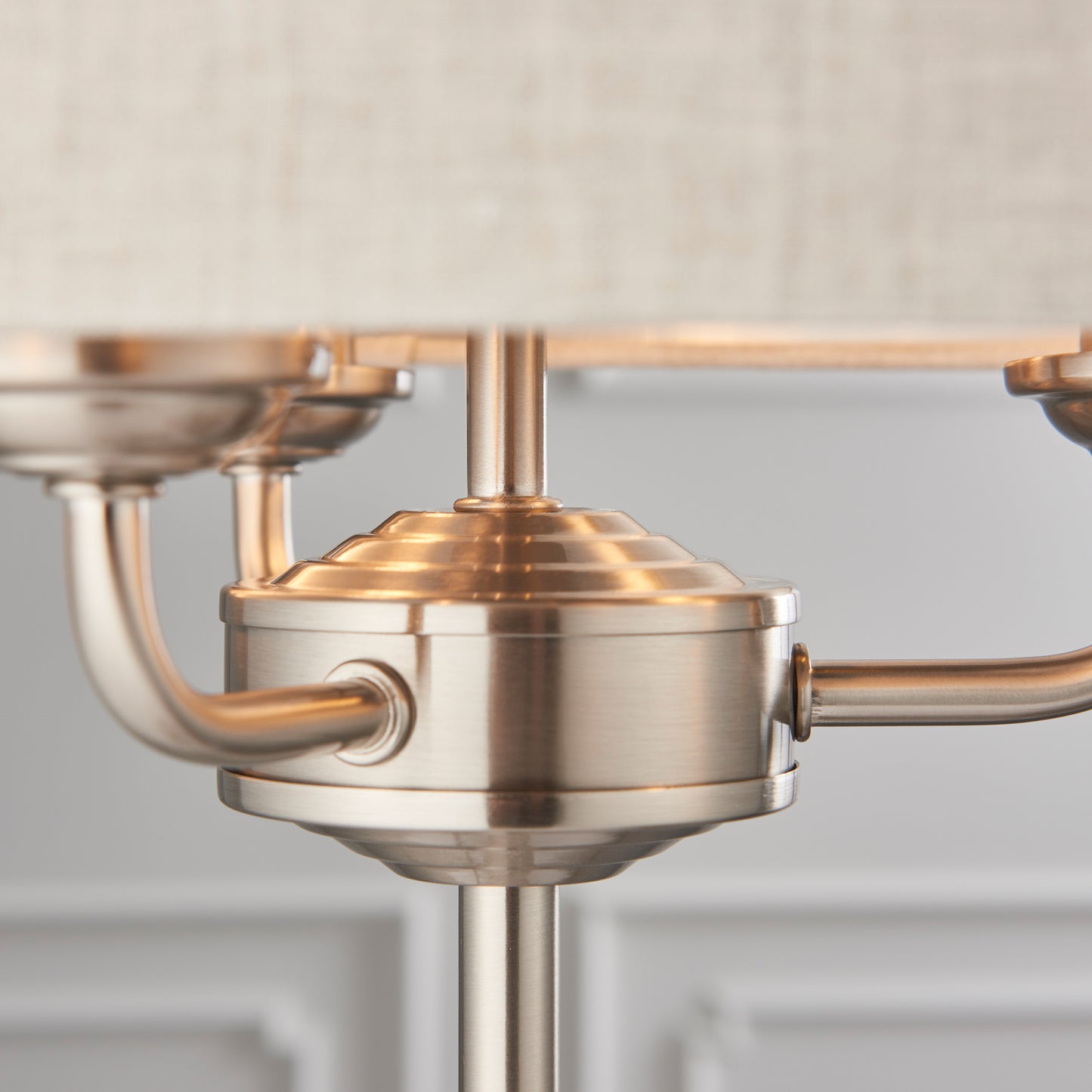 Highclere 3 Table Light Chrome & Natural Linen