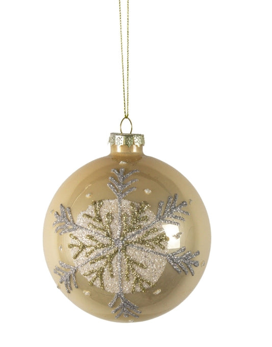 Gold glitter snowflake bauble