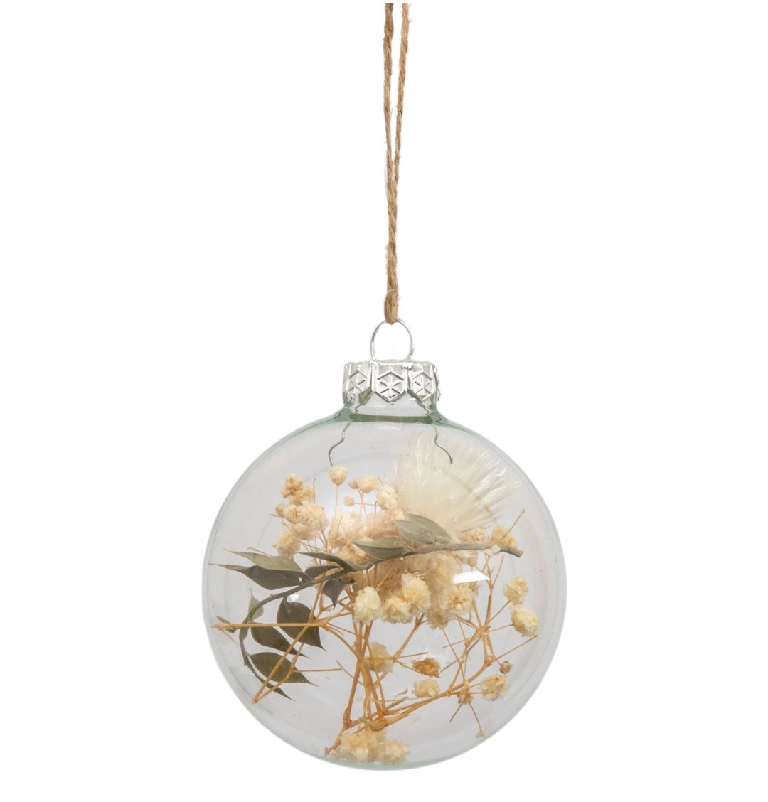 Dry flora bauble cream green 6856