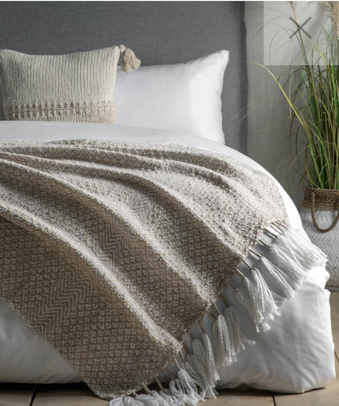 Woven Tassel Throw Natural 130 x 170