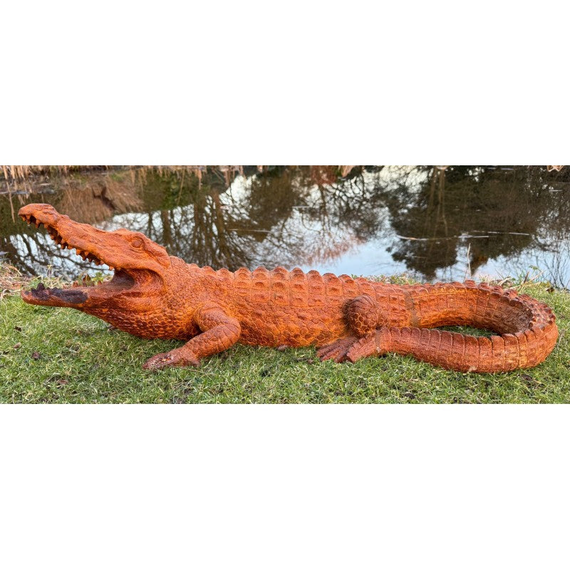 Vintage Style Cast Iron Alligator Sculpture