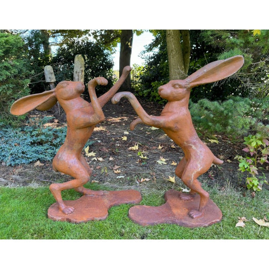 Cast Iron Fighting Hares (Pair)