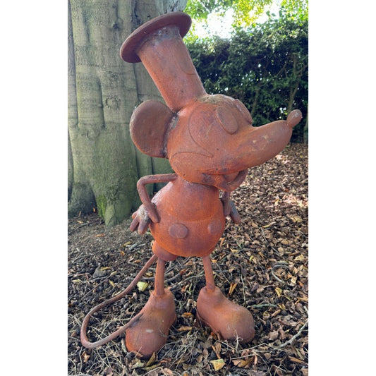 Large Cast Iron Mickey Mouse (Steamboat Willie) Sculpture