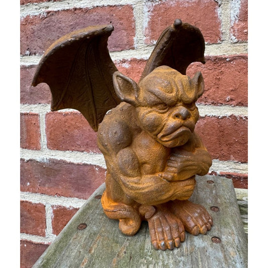 Winged Gargoyle Cast Iron Sculpture